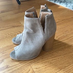 Open-Toed Suede Booties